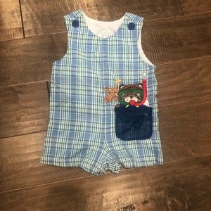 Plaid Scuba diving bear Jon Jon size 12 months